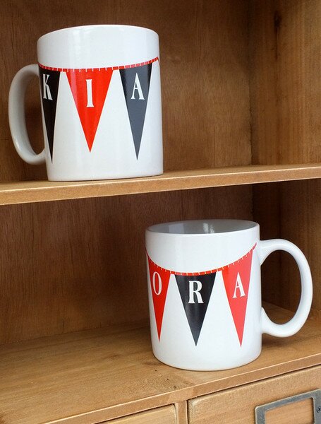 Kia ora mugs, $19 by Hapa