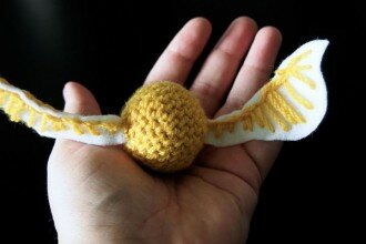 Crocheted Golden Snitch