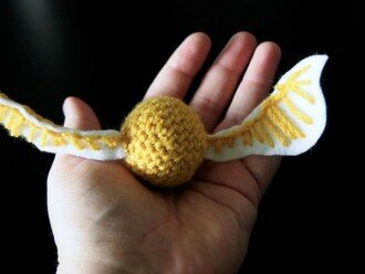 Crocheted Golden Snitch