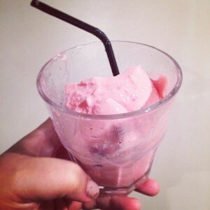 Rose and cherry ice cream