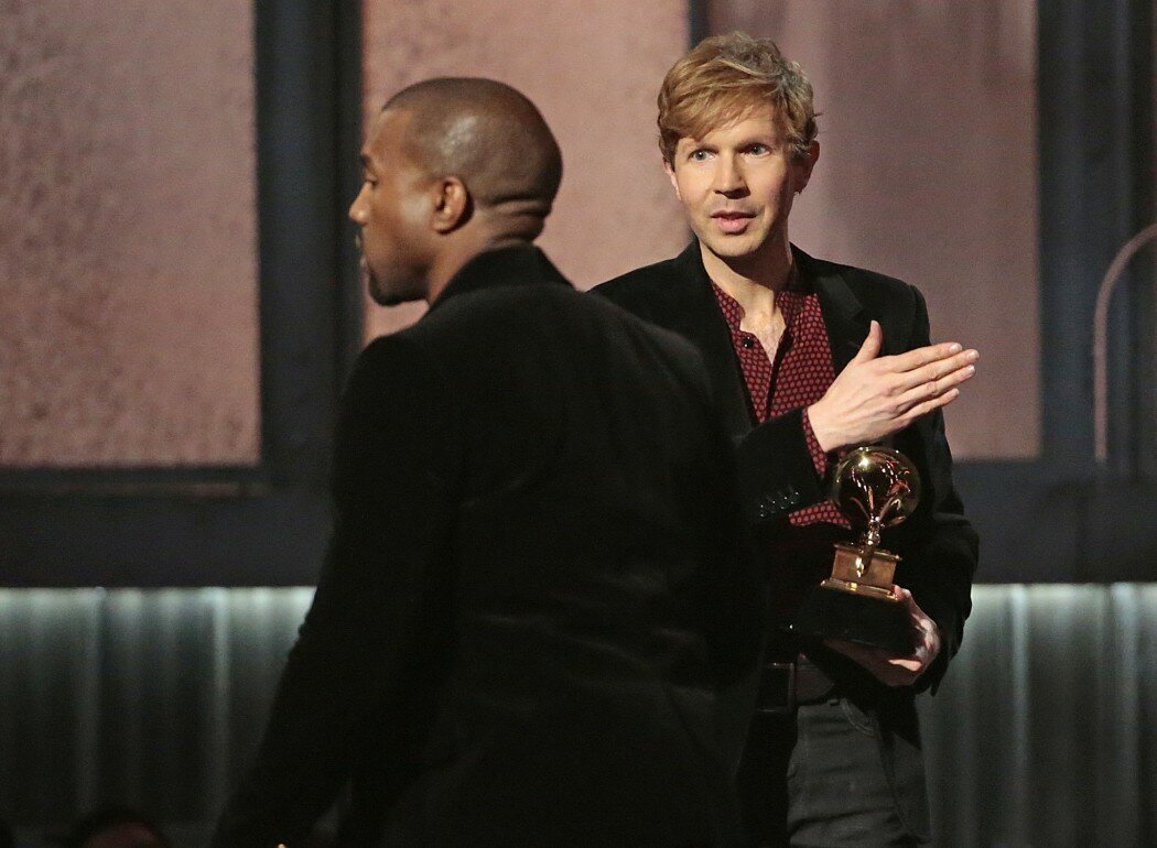 la-et-ms-kanye-west-blasts-beck-win-grammys-neil-portnow-20150208